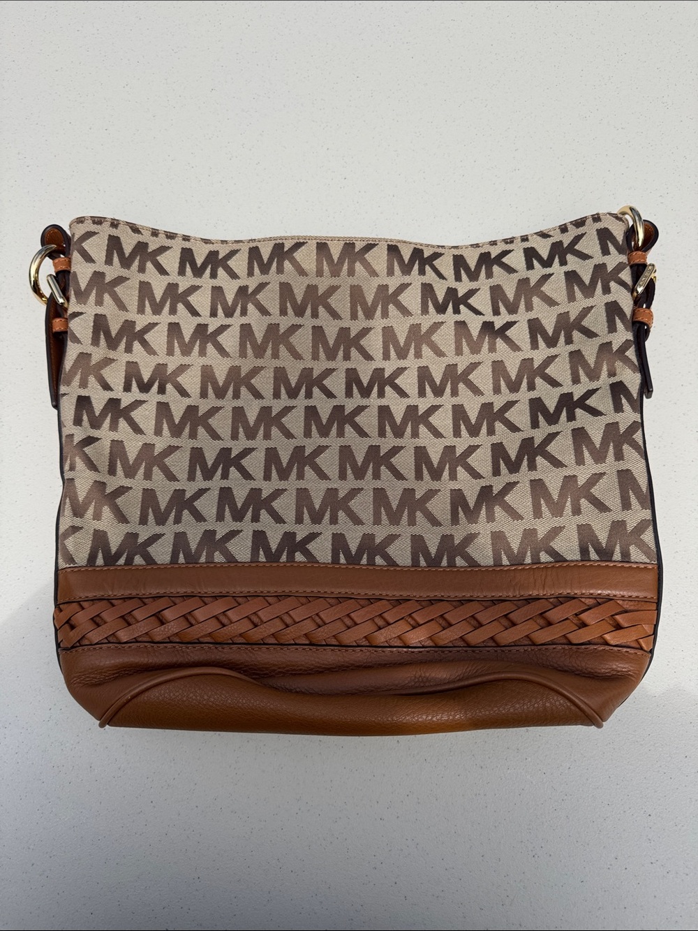 Michael Kors Tan & Brown Signature MK Shoulder Bag